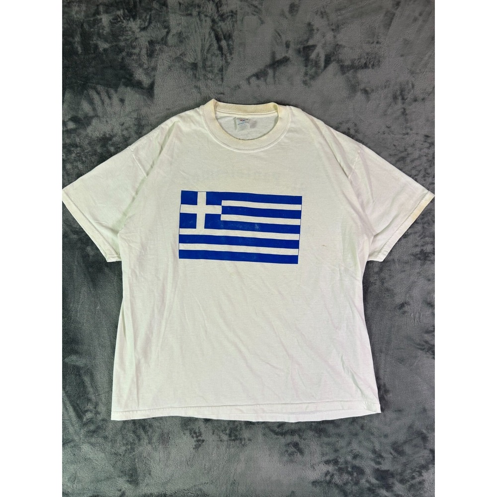 Greek Flag St. Panteleimon‎ Church Lexington MI T-Shirt XL White Religious